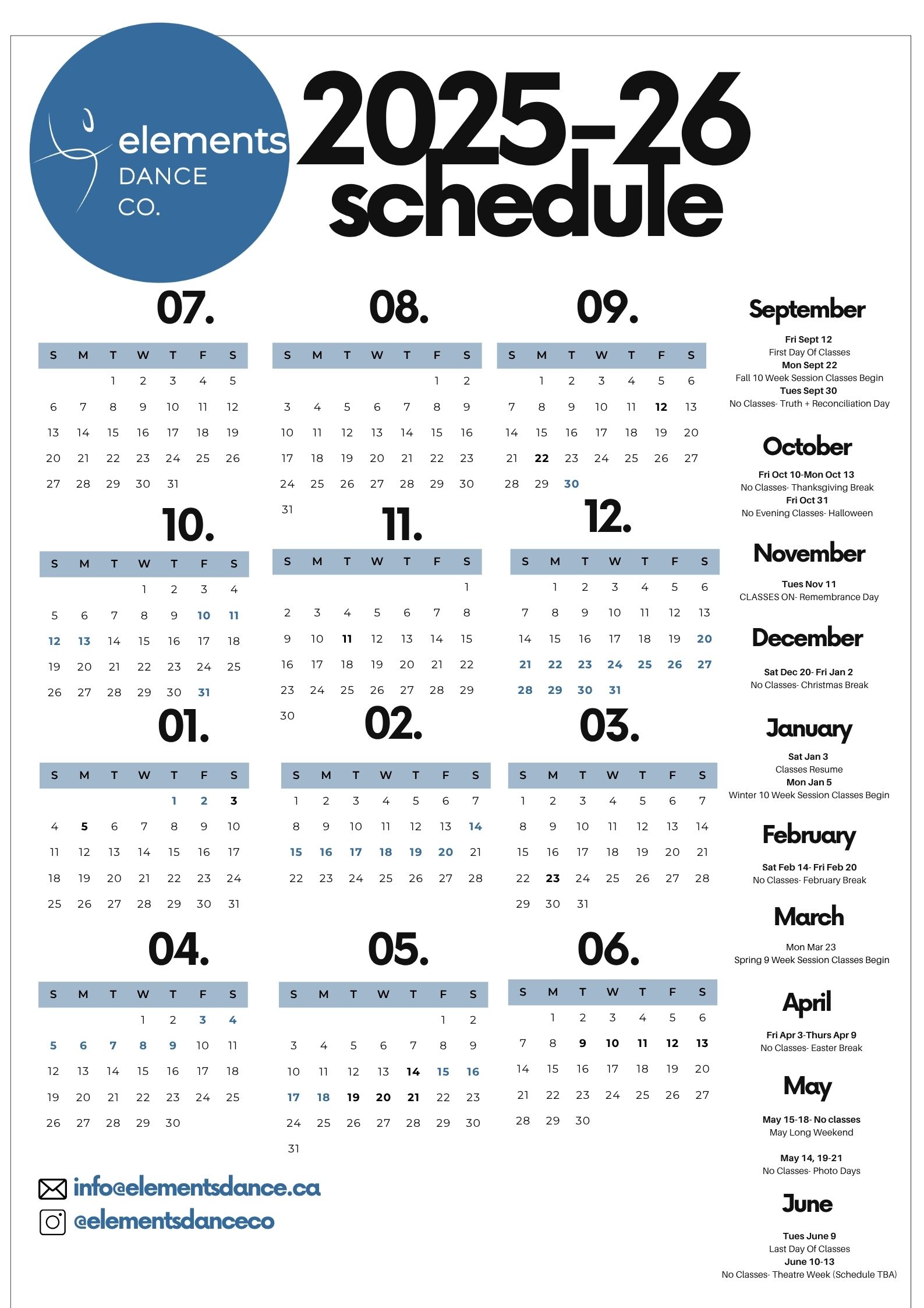2025-26 schedule - website calendar